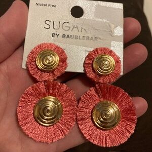 Coral color, Fringe earrings